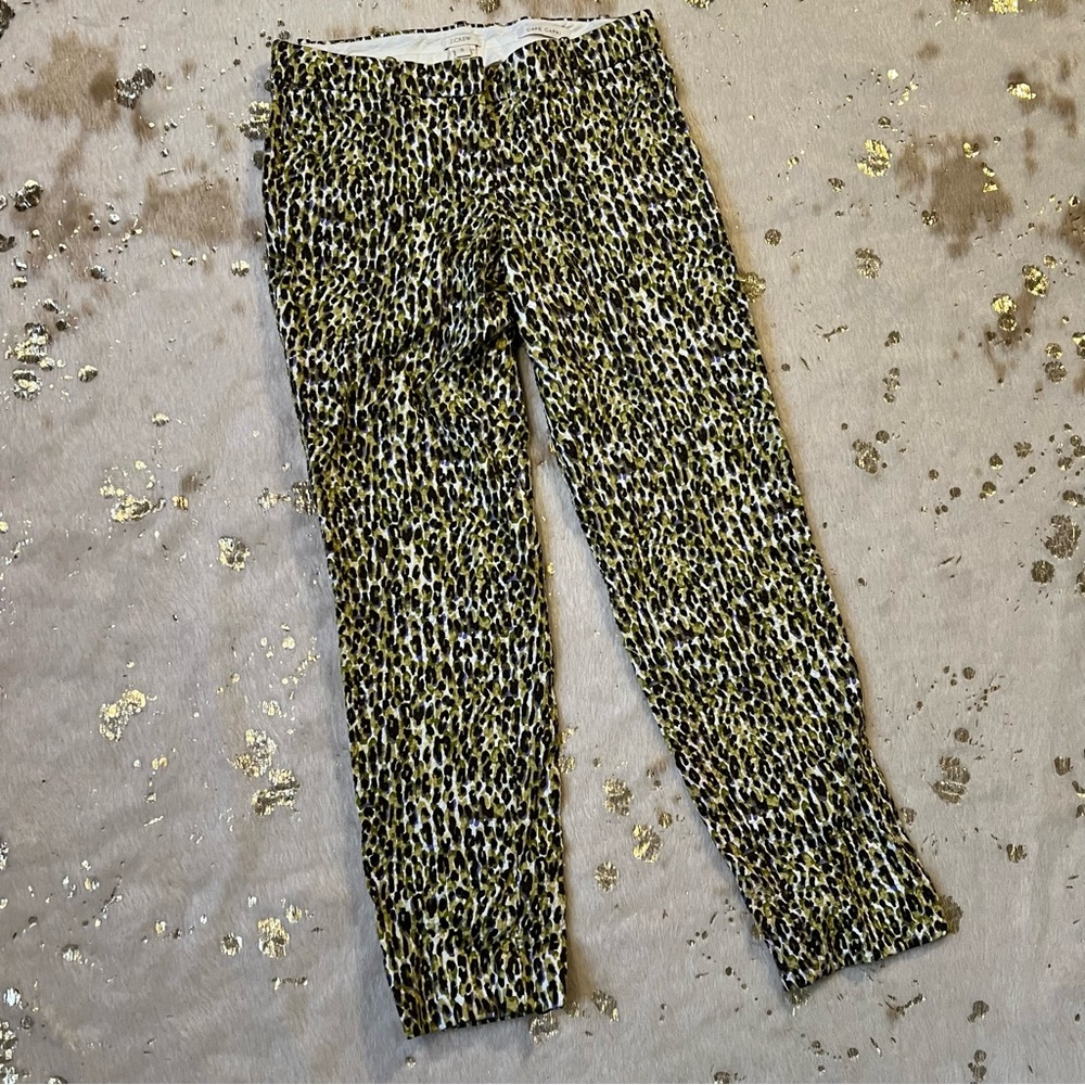 J. Crew Womens Dress Pants 0 Green Purple Cafe Capri Stretch Pockets Chino